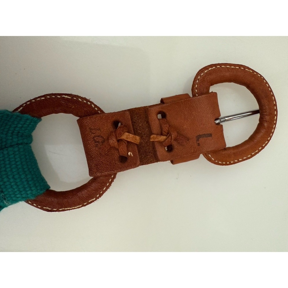 80s Hand Painted 3"‎ Waist Belt Teal Fish Multi Handmade Leather Buckle M/L 30" - Picture 16 of 16
